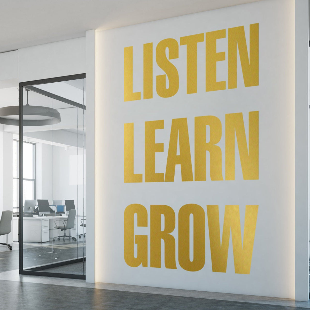 Listen Learn Grow Wall Decal, Classroom Decor, Motivational Quote Sticker