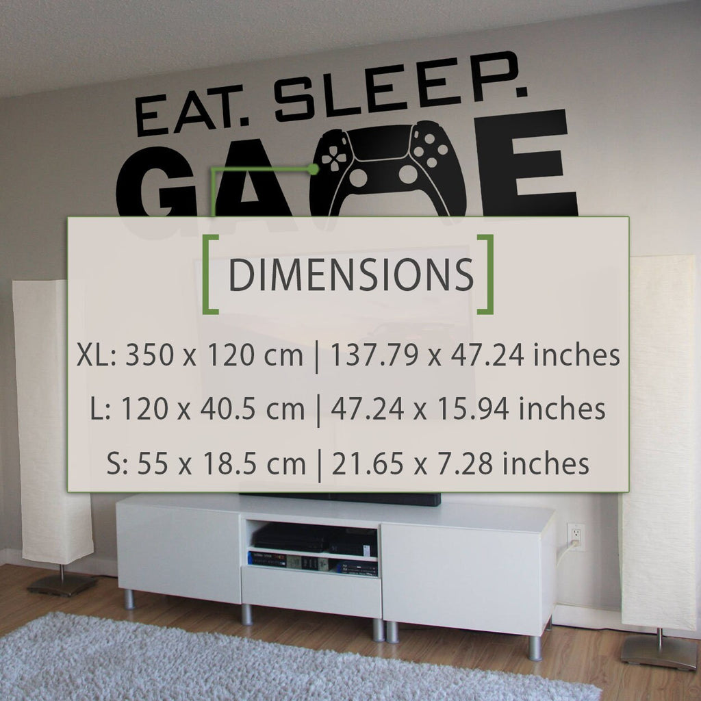 Eat Sleep Game Gamer Wall Decal, Video Game Room Decor, Battlestation Sticker