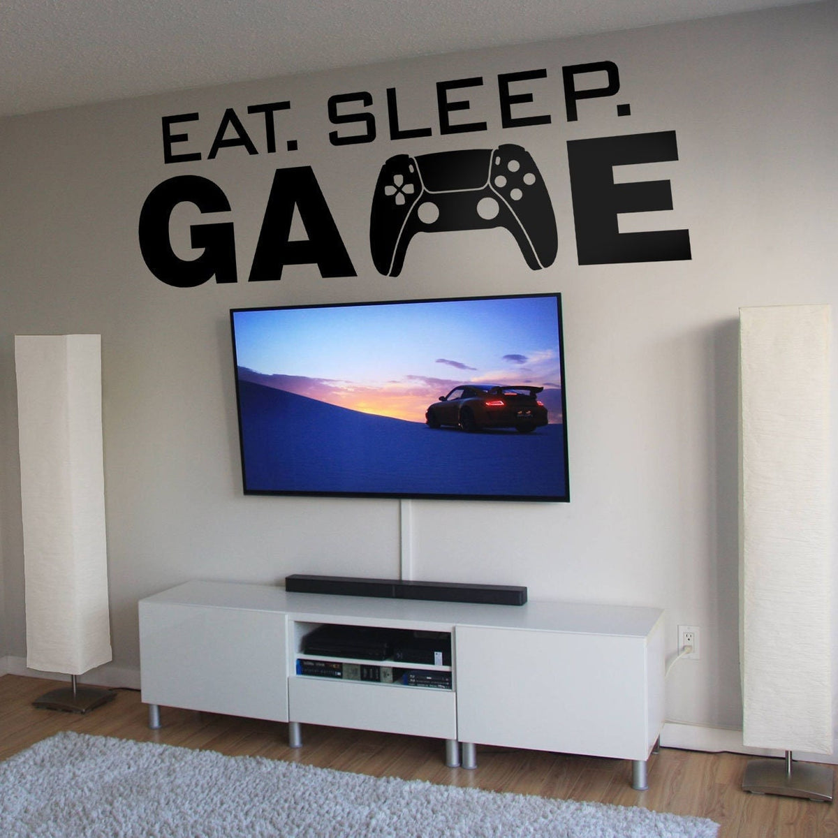 Eat Sleep Game Gamer Wall Decal, Video Game Room Decor, Battlestation Sticker