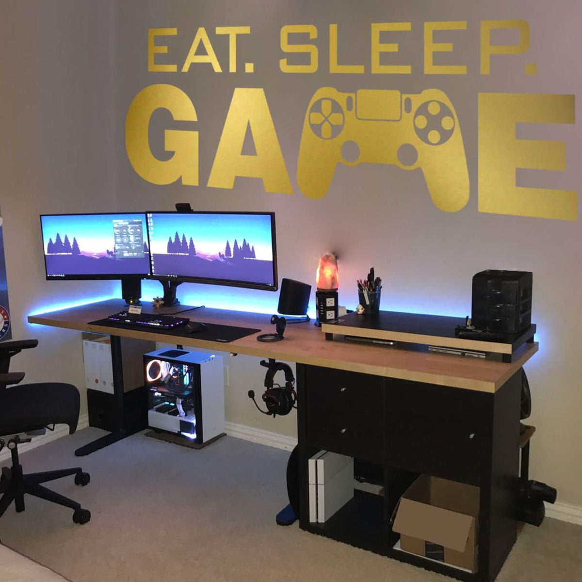Eat Sleep Game Minimalist Wall Decal, Gamer Room Decor, Vinyl Wall Sticker