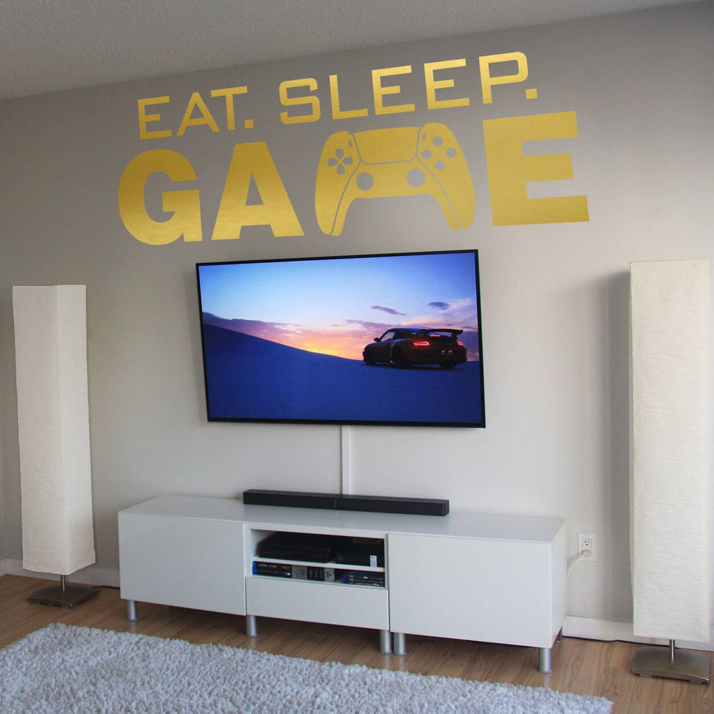 Eat Sleep Game Gamer Wall Decal, Video Game Room Decor, Battlestation Sticker