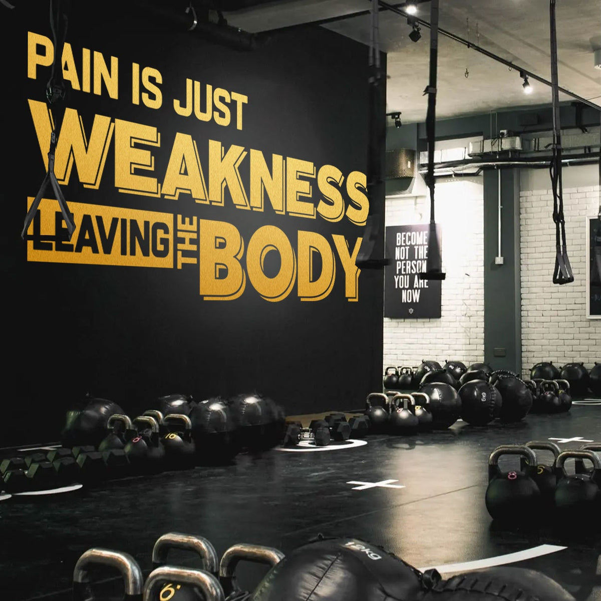 Gym Wall Decal: Pain is Weakness Leaving the Body, Fitness Quote