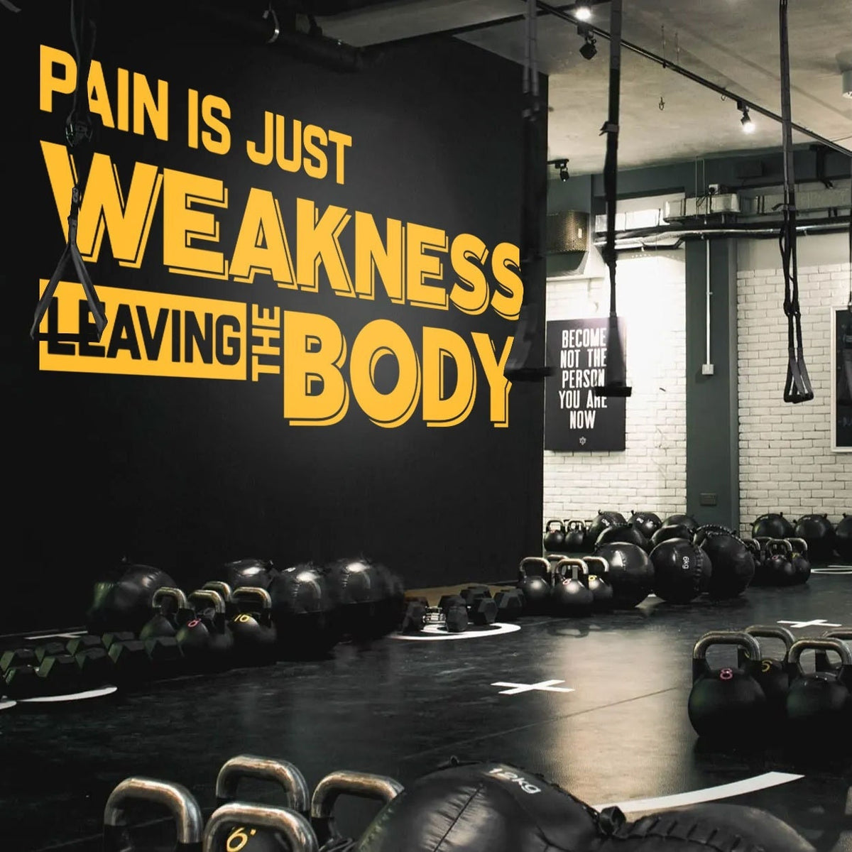 Gym Wall Decal: Pain is Weakness Leaving the Body, Fitness Quote