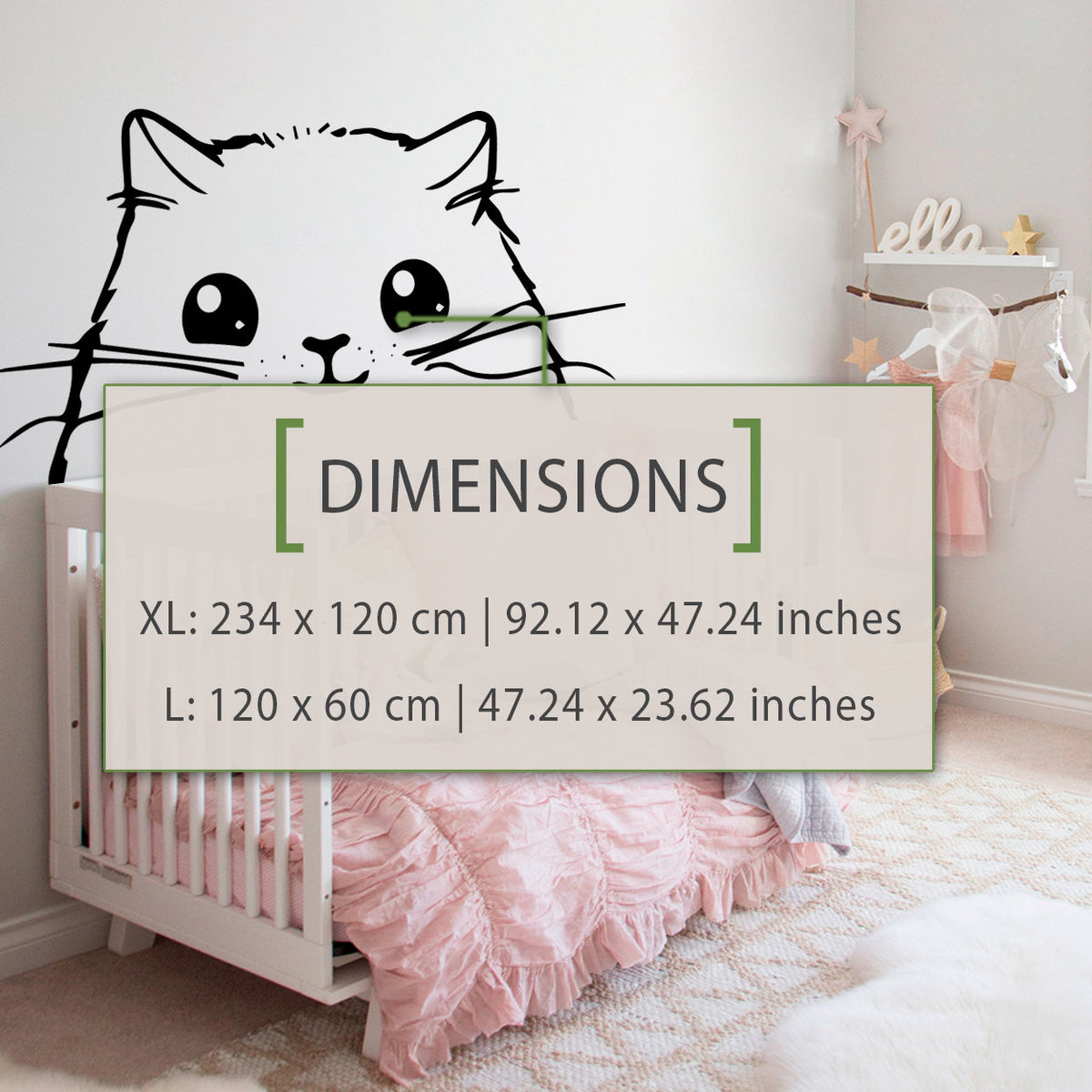 Cat Headboard Wall Decal, Girl Nursery Decor