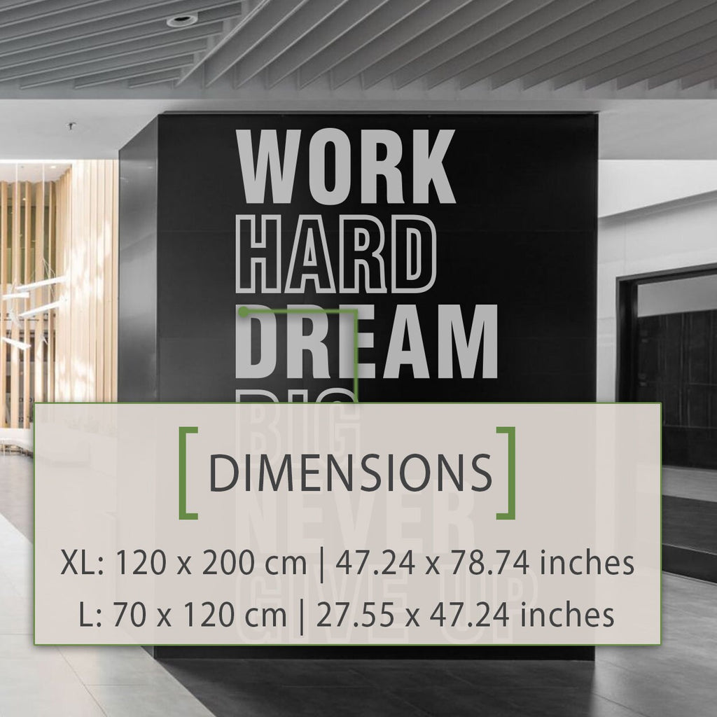 Work Hard Dream Big Never Give Up Vinyl Wall Art