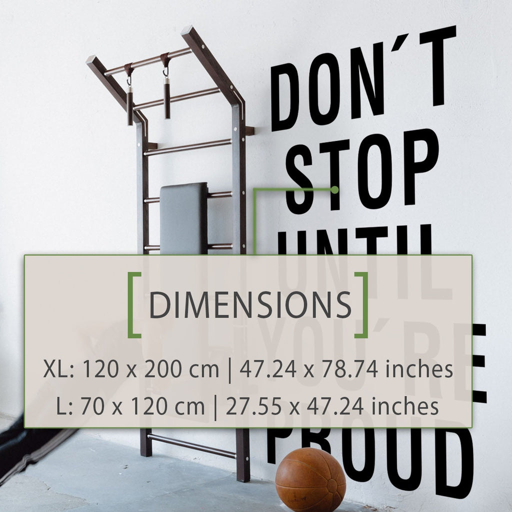 Dont Stop Until You Are Proud Motivational Gym Wall Sticker