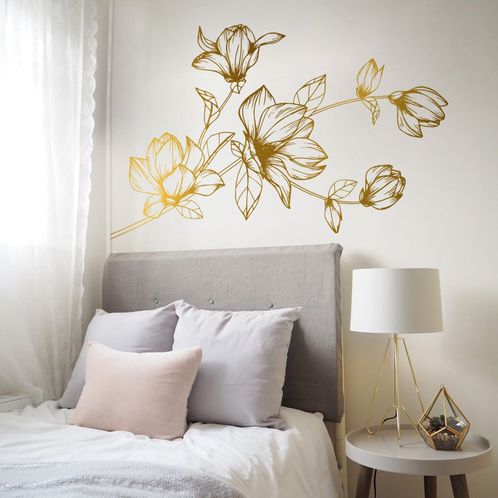 Southern Magnolia Vinyl Wall Decal: Minimalist Floral Home Decor