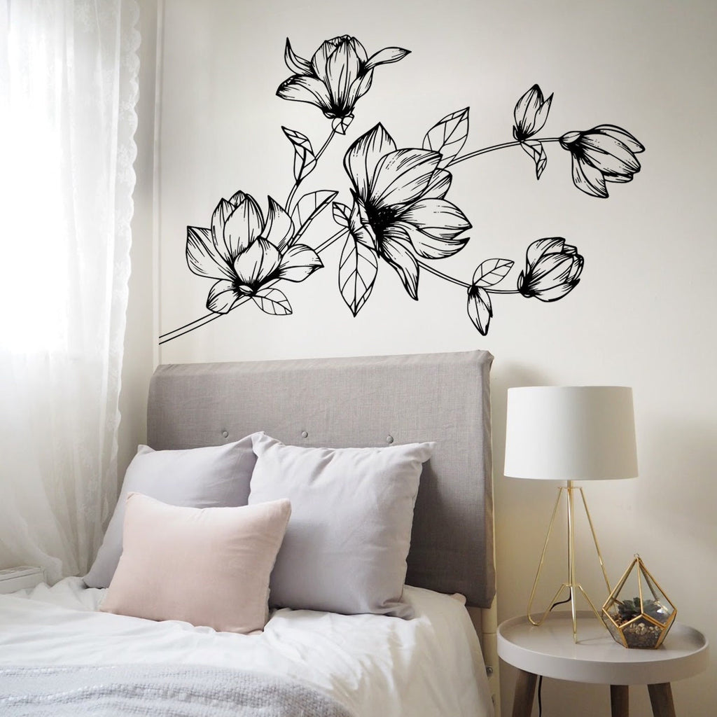 Southern Magnolia Vinyl Wall Decal: Minimalist Floral Home Decor