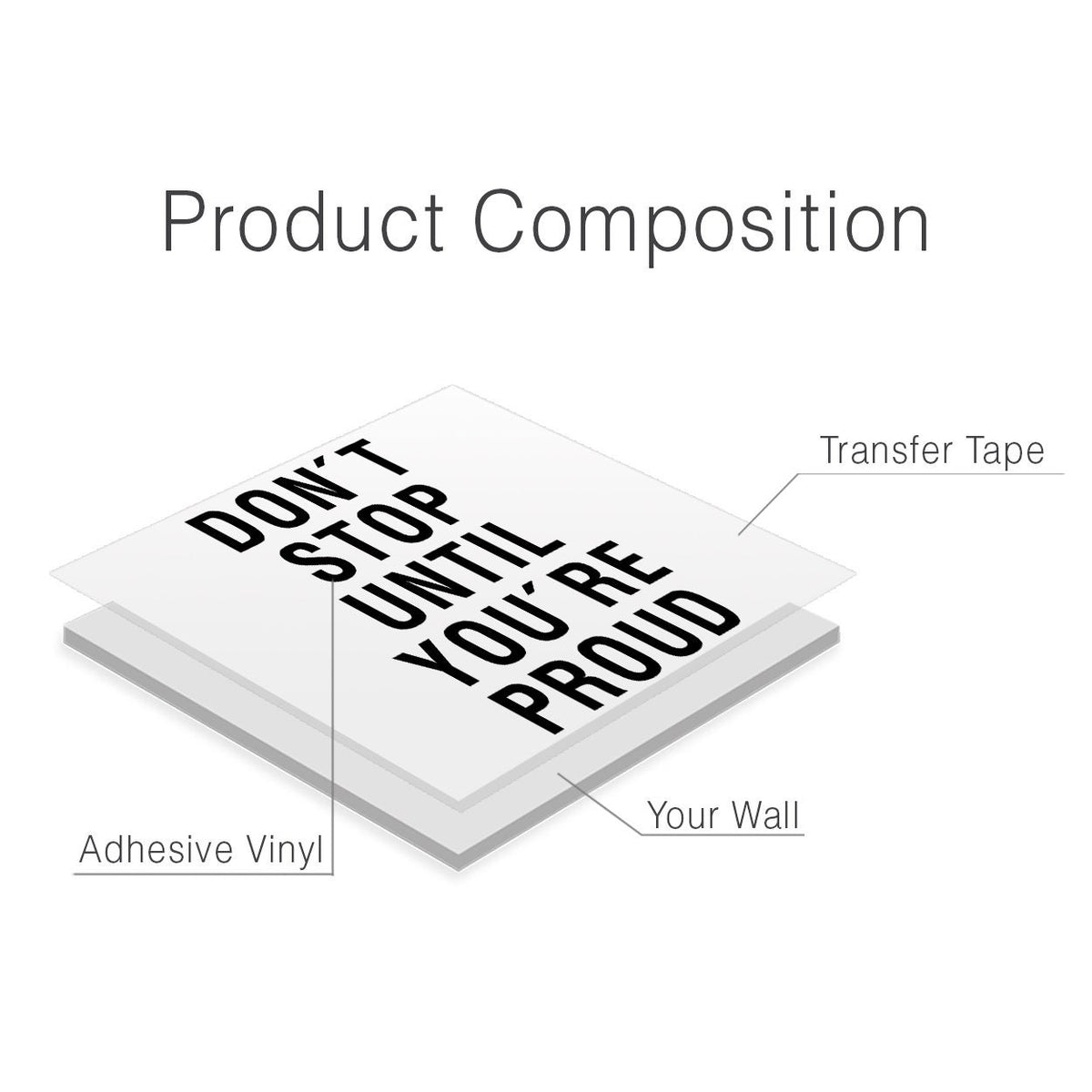 Dont Stop Until You Are Proud Motivational Gym Wall Sticker