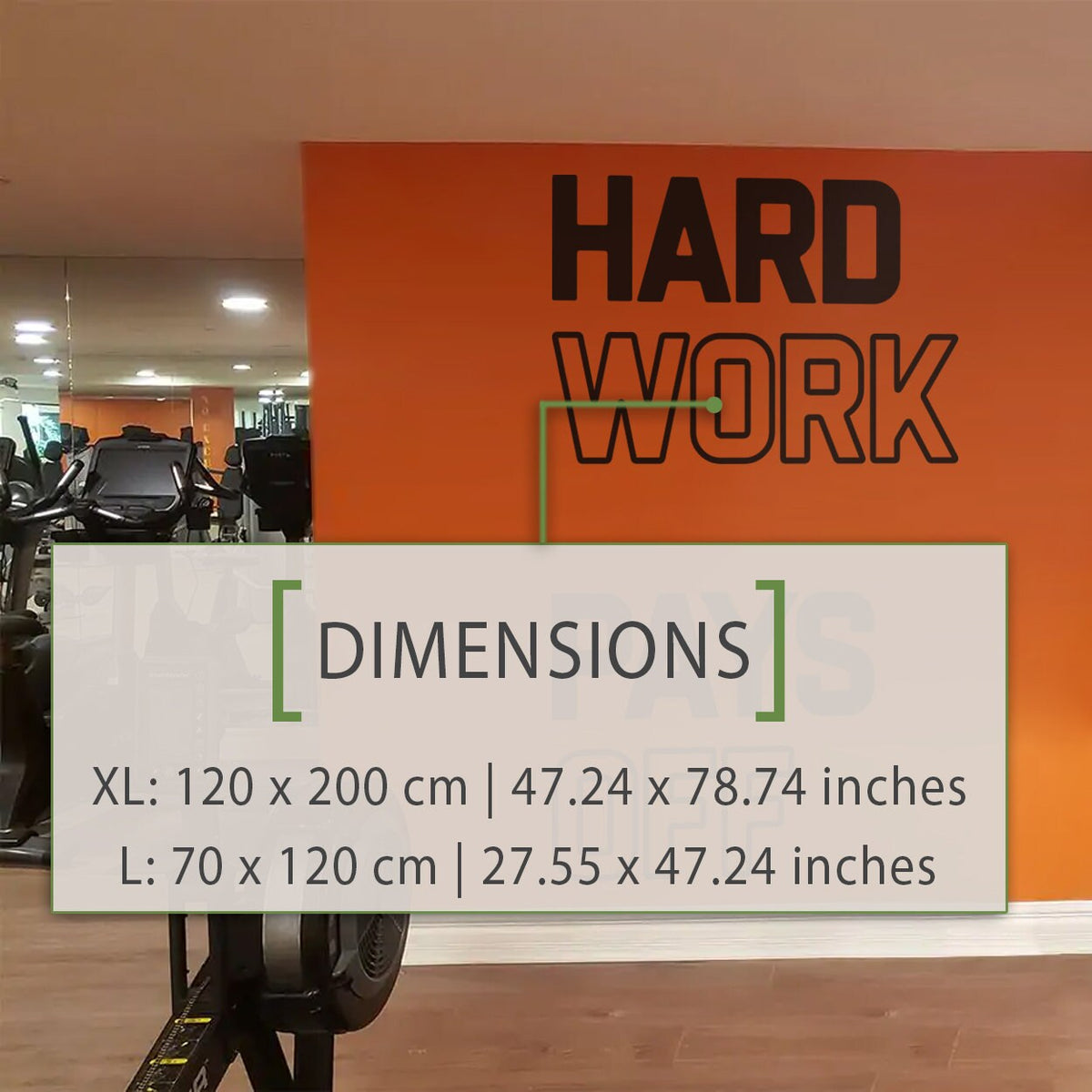 Hard Work Pays Off Gym Wall Decal: Fitness Center Decor