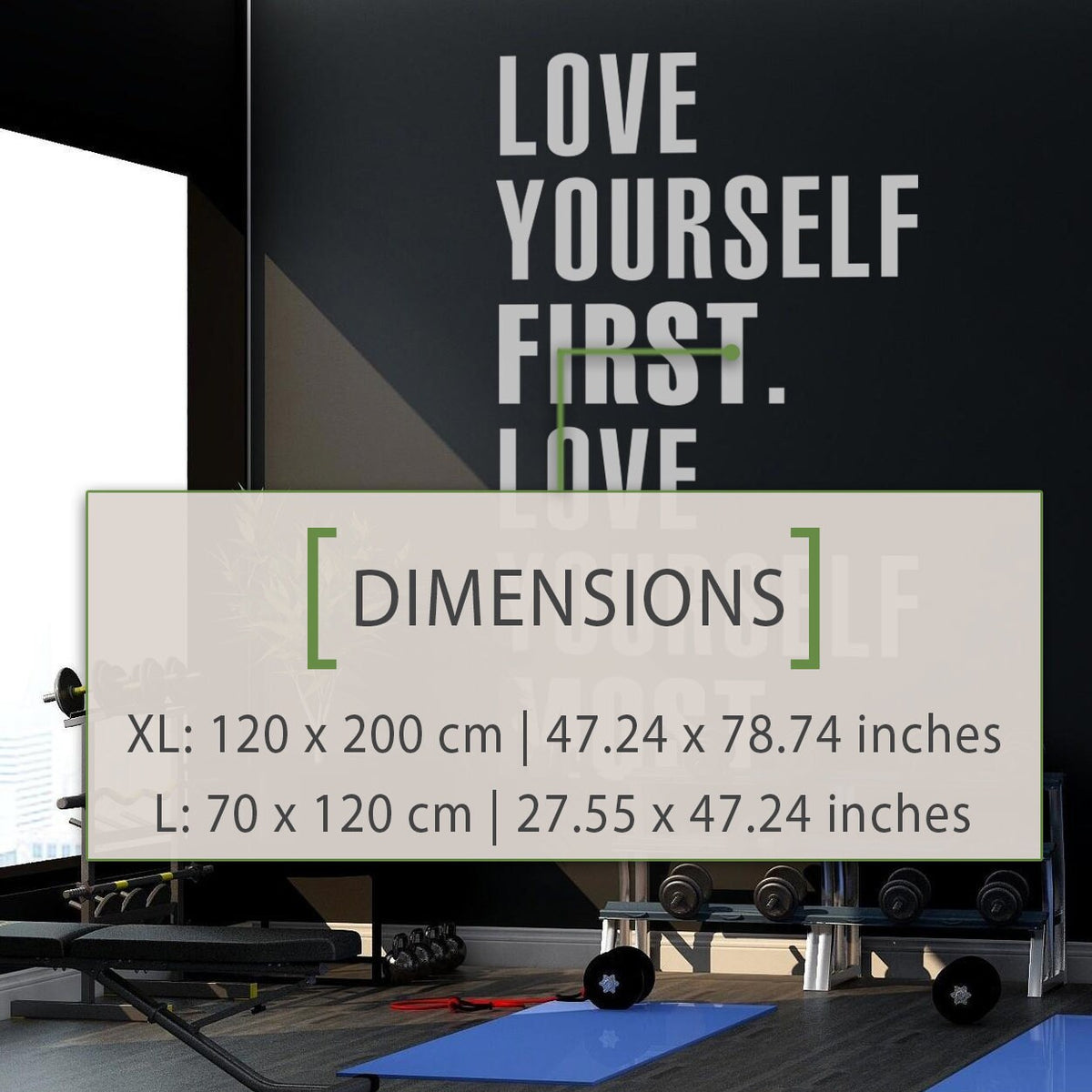 Gym Motivational Quote Wall Decor Sticker: Love Yourself First