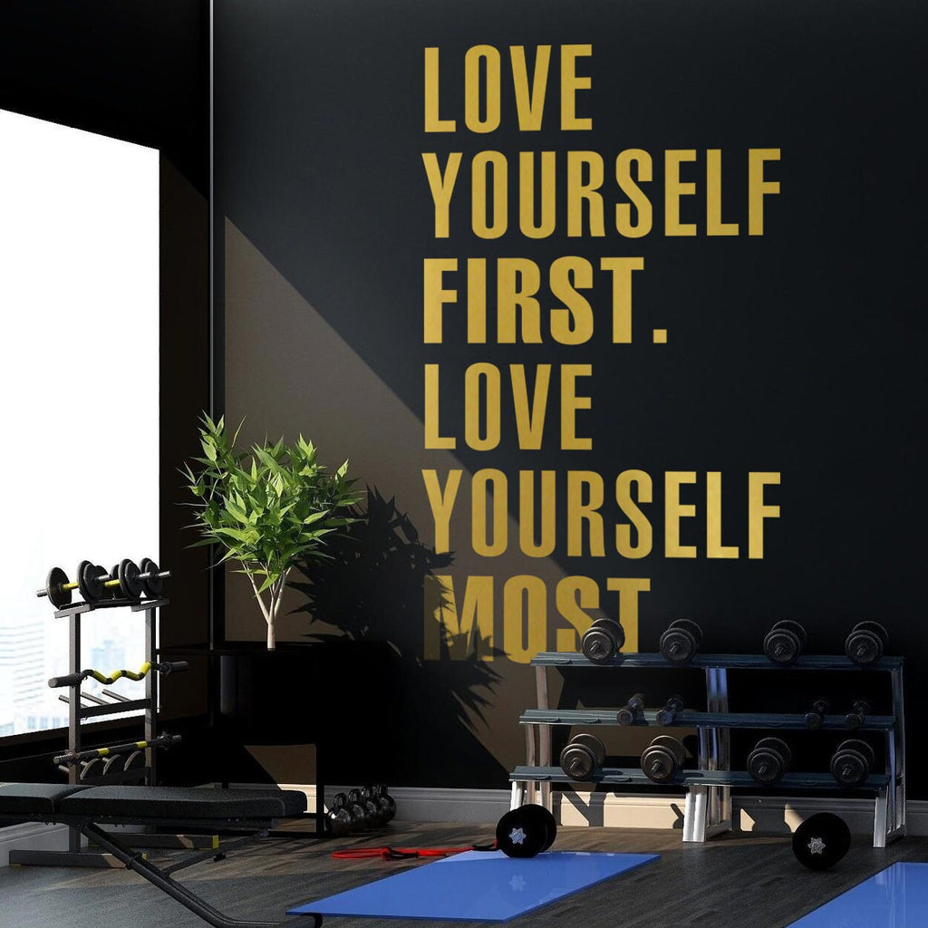 Gym Motivational Quote Wall Decor Sticker: Love Yourself First