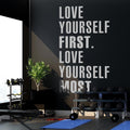 Gym Motivational Quote Wall Decor Sticker: Love Yourself First