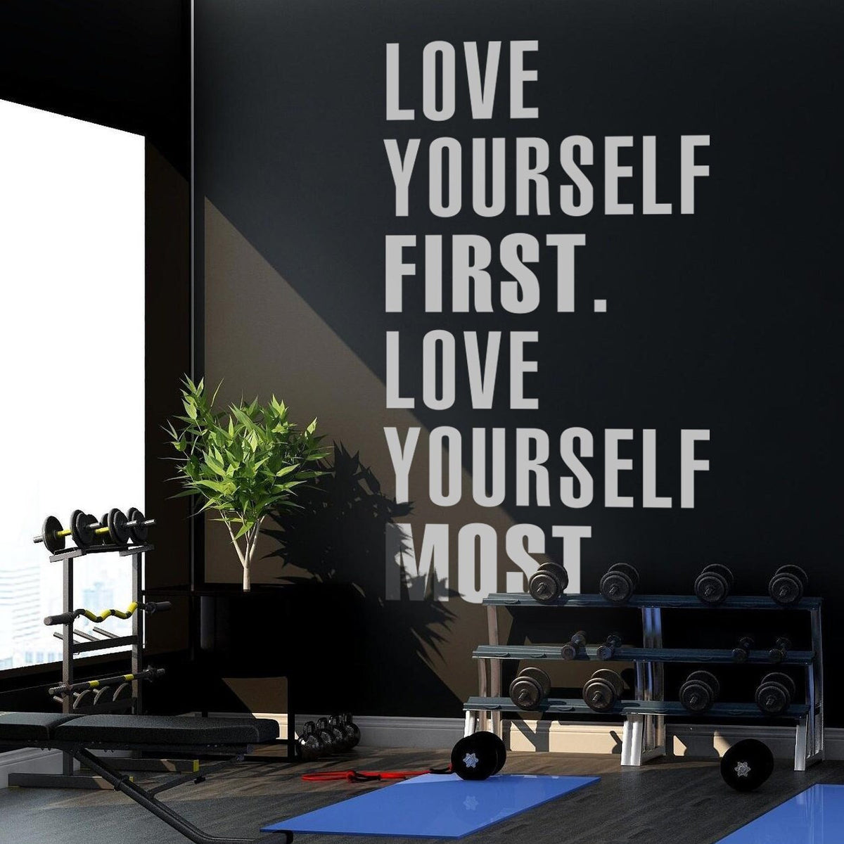 Gym Motivational Quote Wall Decor Sticker: Love Yourself First