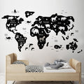 Kids World Map Decal: Nursery Animals Wall Art
