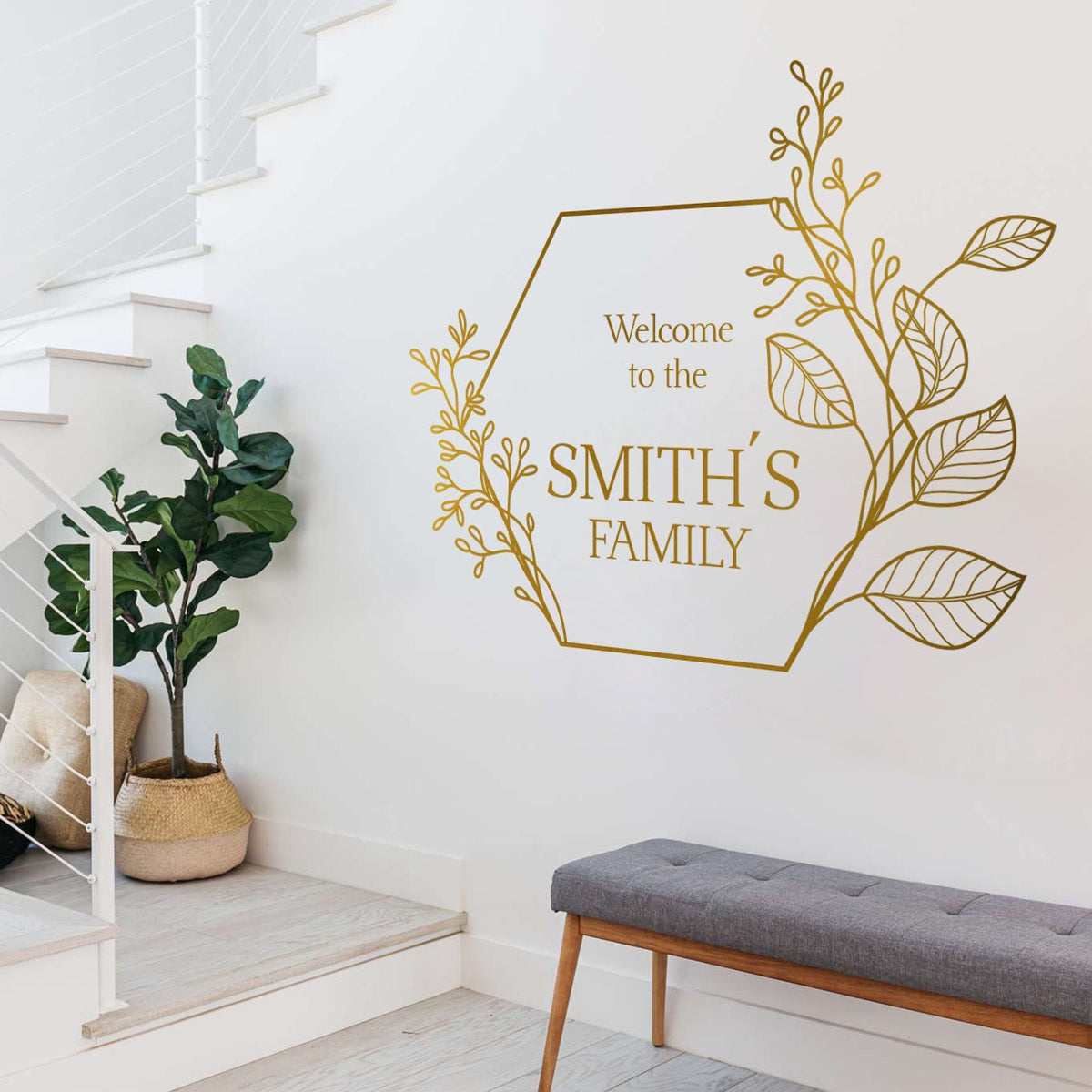 Personalized Family Name Welcome Sign: Floral Vinyl Wall Decal