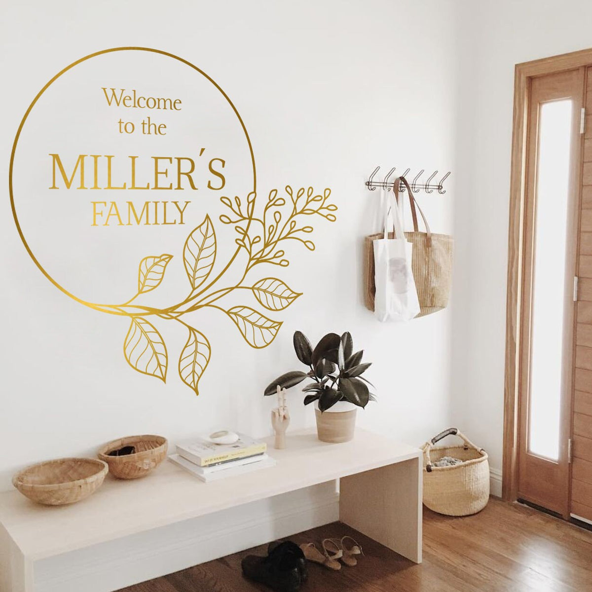 Personalized Family Name Floral Wall Decal - Welcome Home Sign