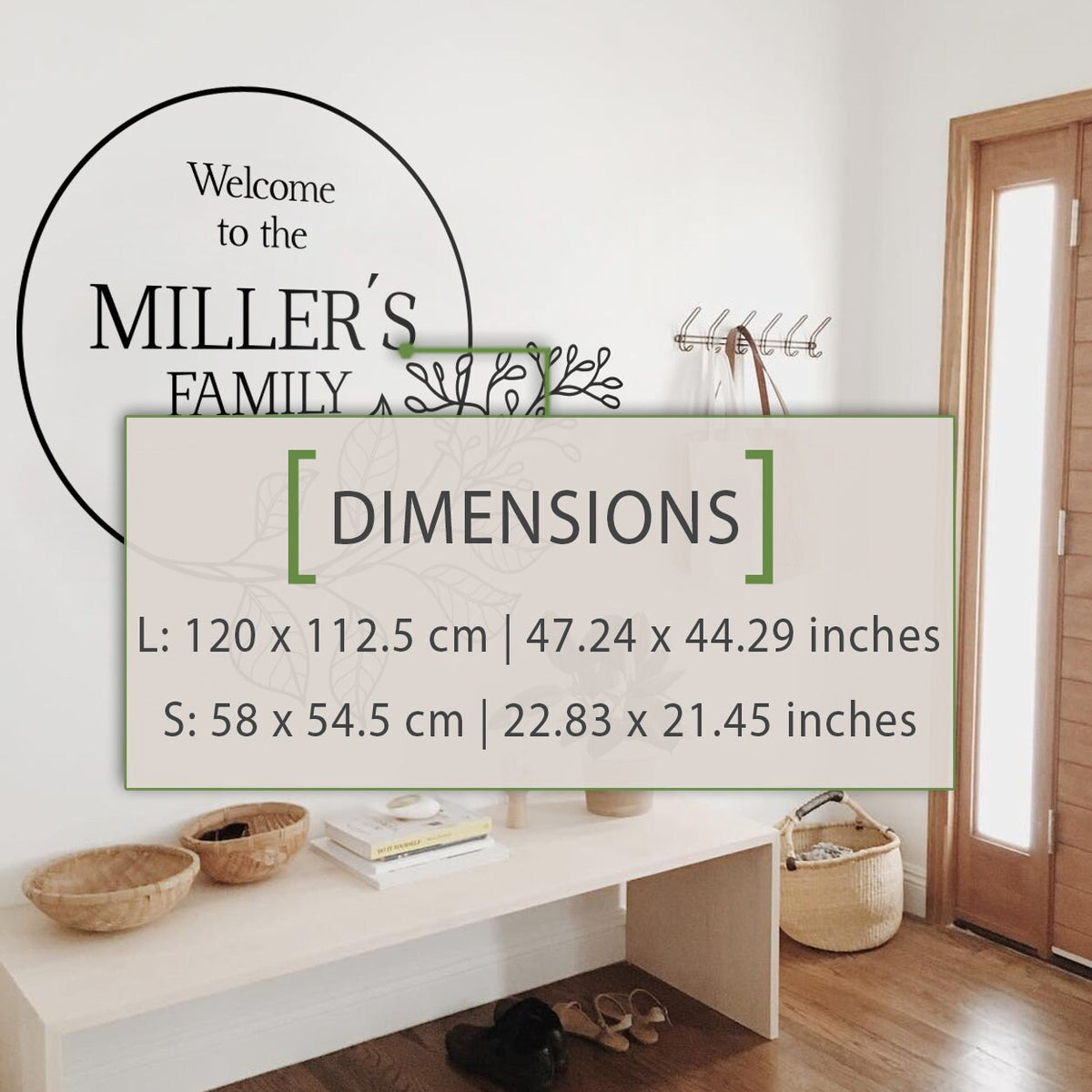 Personalized Family Name Floral Wall Decal - Welcome Home Sign