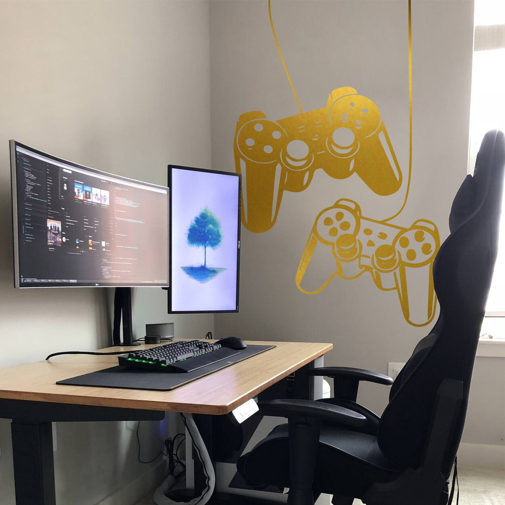 Game Controllers Wall Decal, Gamer Room Decor, Battlestation Vinyl Sticker