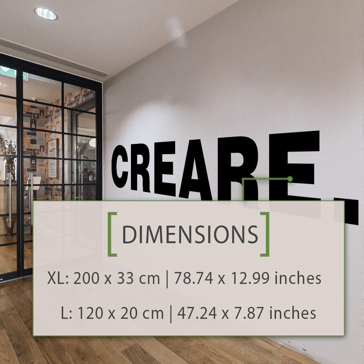 Creare Wall Decal, Minimalist Italian Office Wall Art, Vinyl Lettering for Workspace