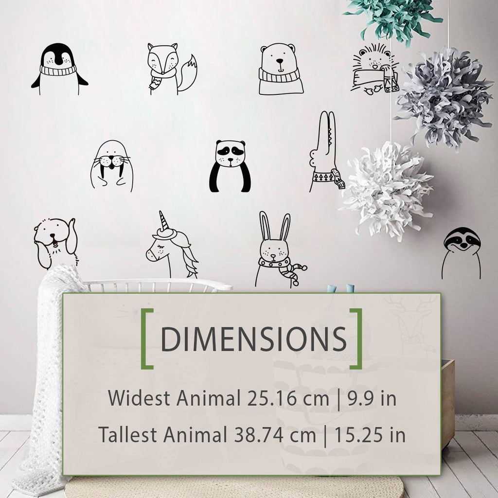 Nursery Wall Decals: 12 Animals for Room Decor