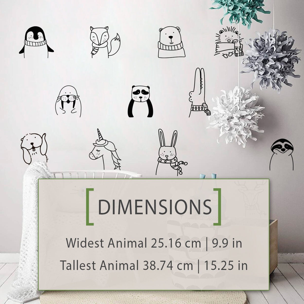 Nursery Wall Decals: 12 Animals for Room Decor