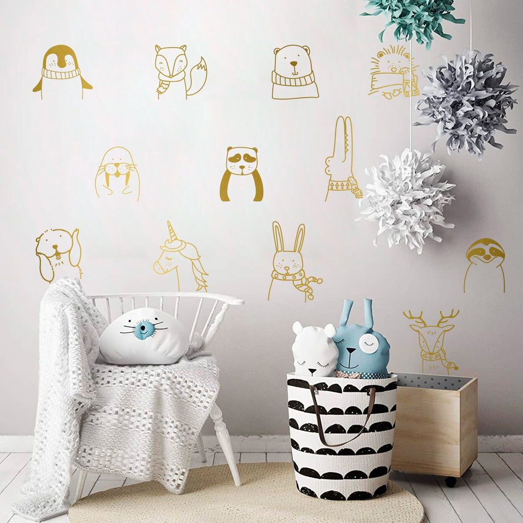 Nursery Wall Decals: 12 Animals for Room Decor