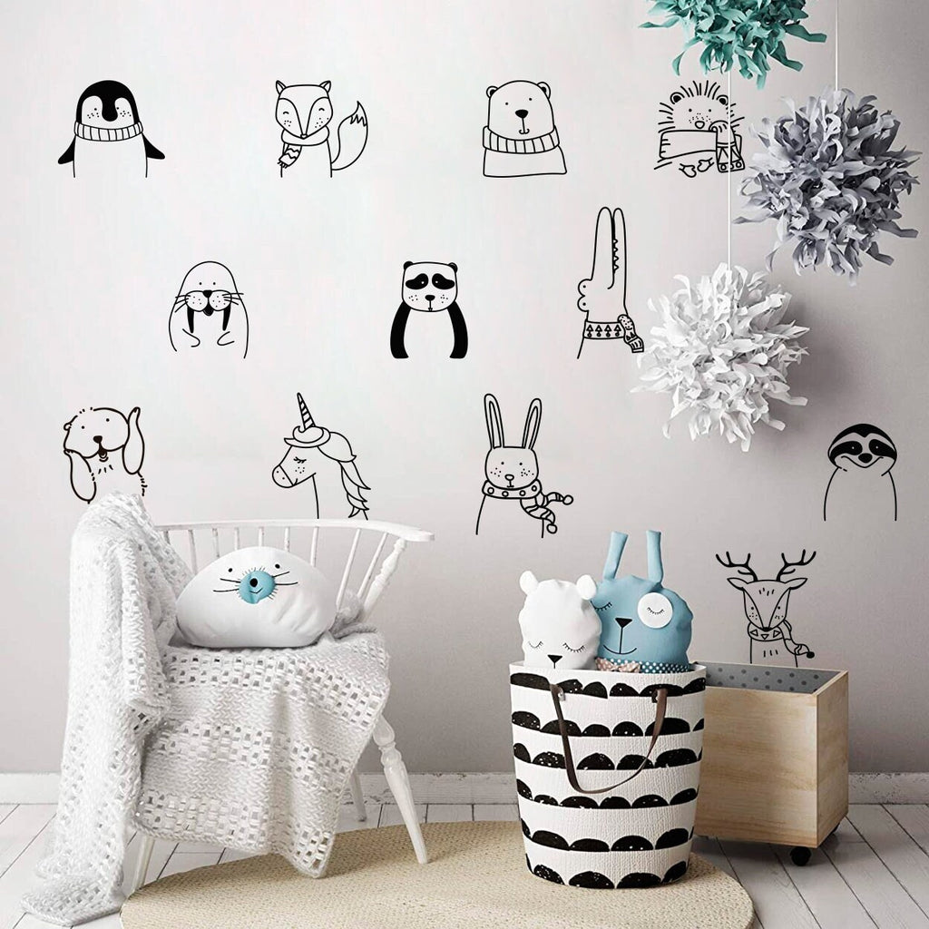 Nursery Wall Decals: 12 Animals for Room Decor