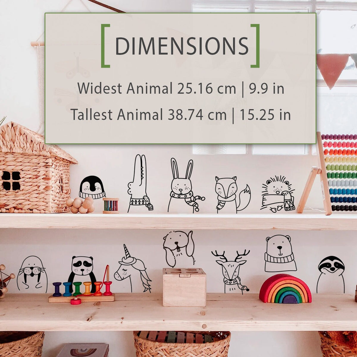 Nursery Wall Decals: 12 Animals for Room Decor