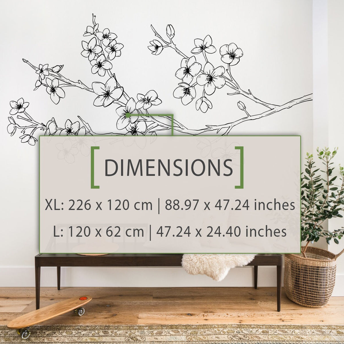 Cherry Branch Wall Art Decal for Home Decor
