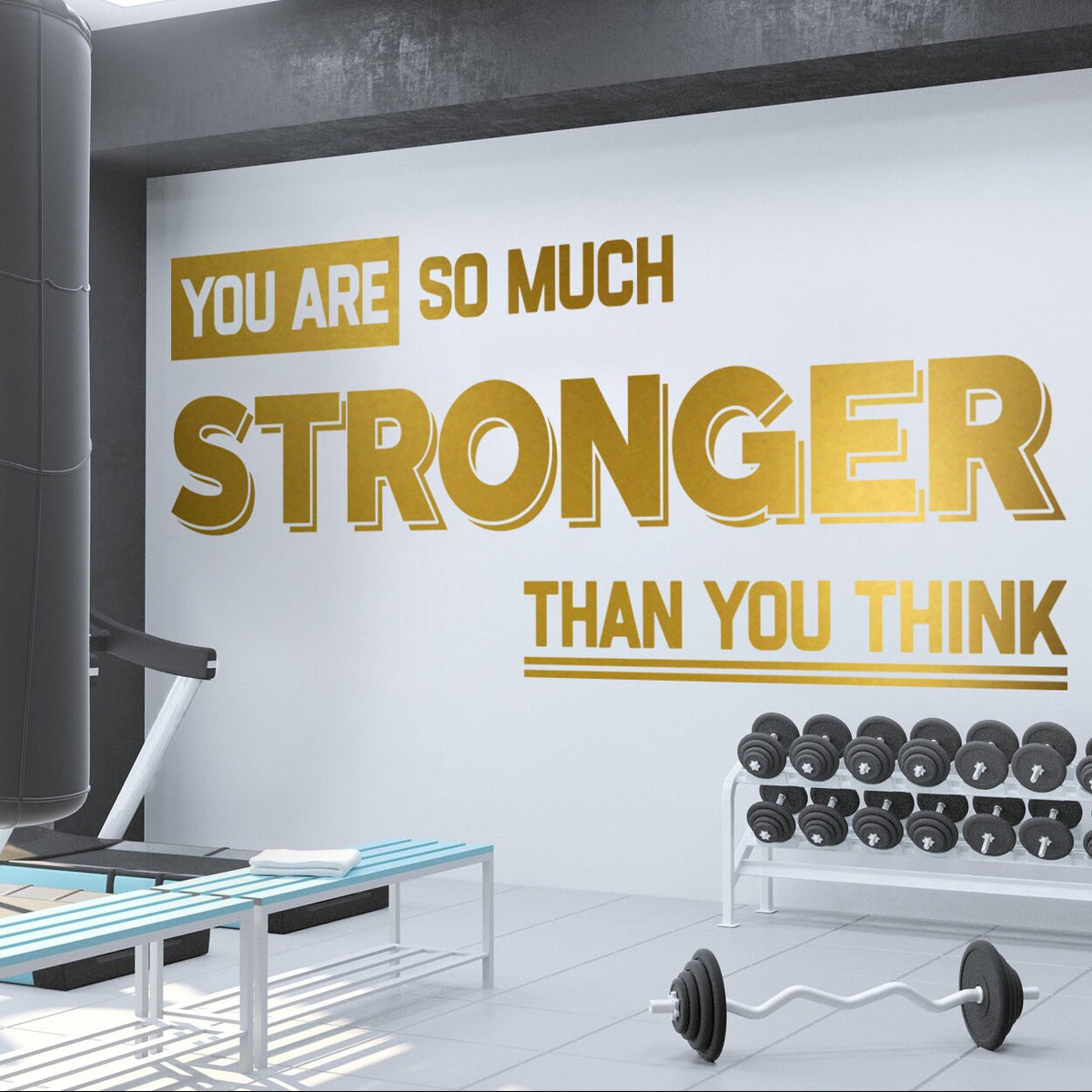 Gym Wall Decal: Motivational Quote - You Are Stronger Than You Think