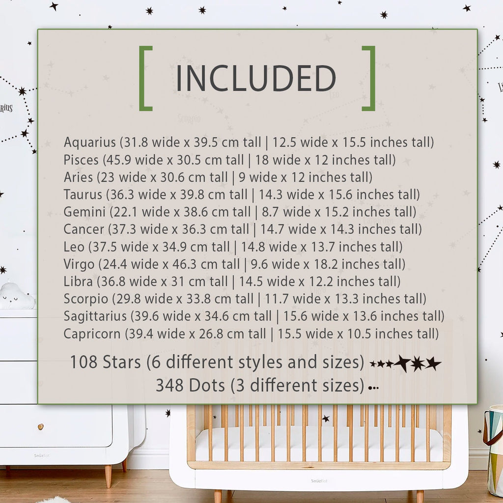 Zodiac Constellation Wall Decals: Nursery Star Decor