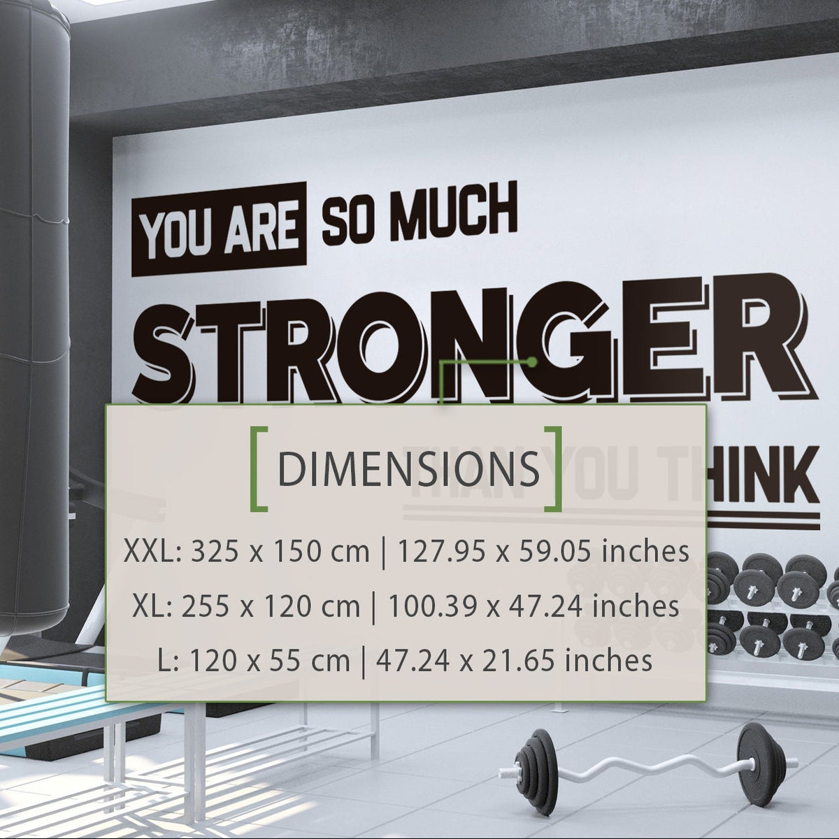 Gym Wall Decal: Motivational Quote - You Are Stronger Than You Think