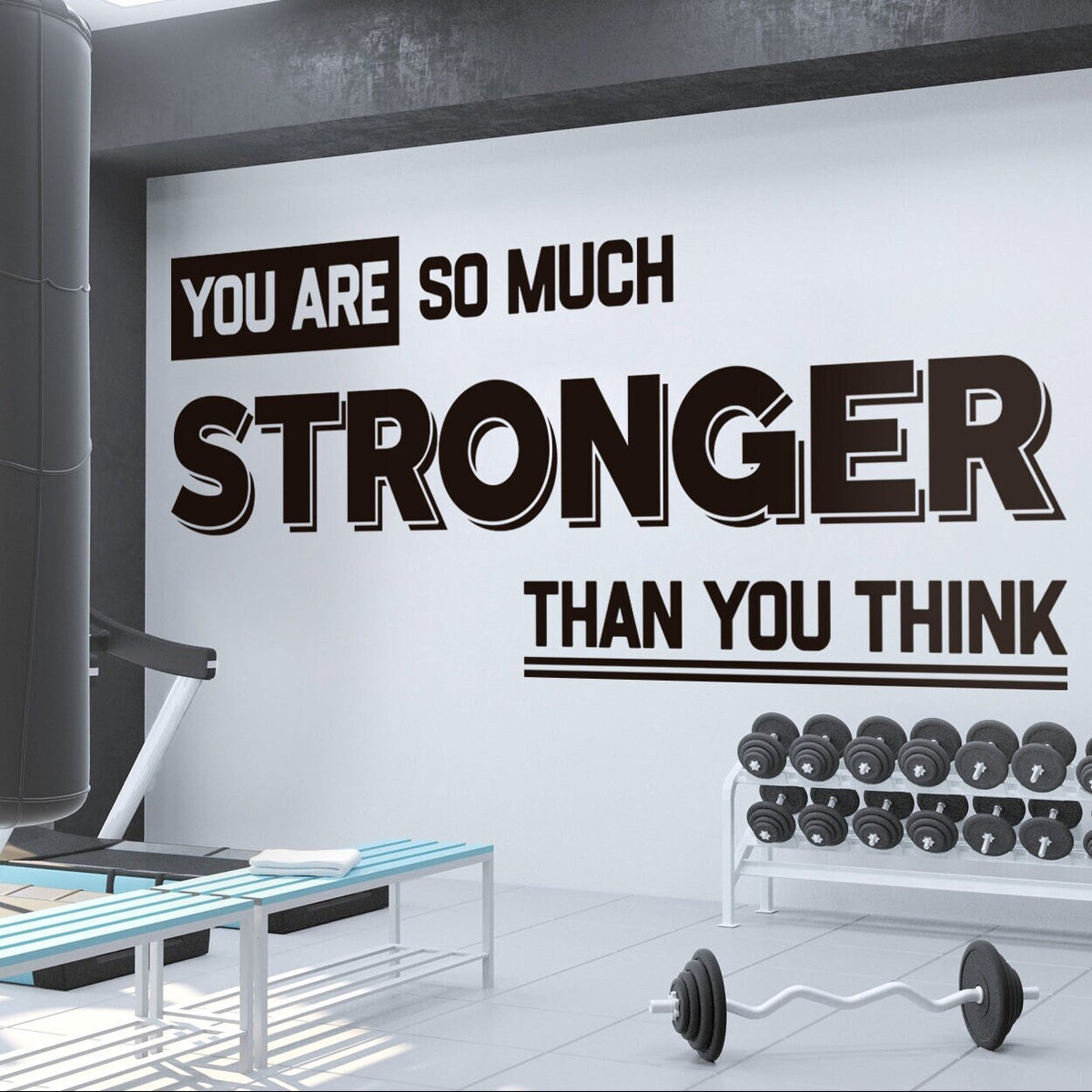 Gym Wall Decal: Motivational Quote - You Are Stronger Than You Think