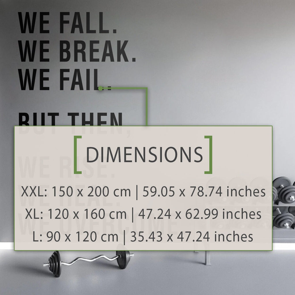 Motivational Gym Wall Decal, We Rise Heal Overcome Quote