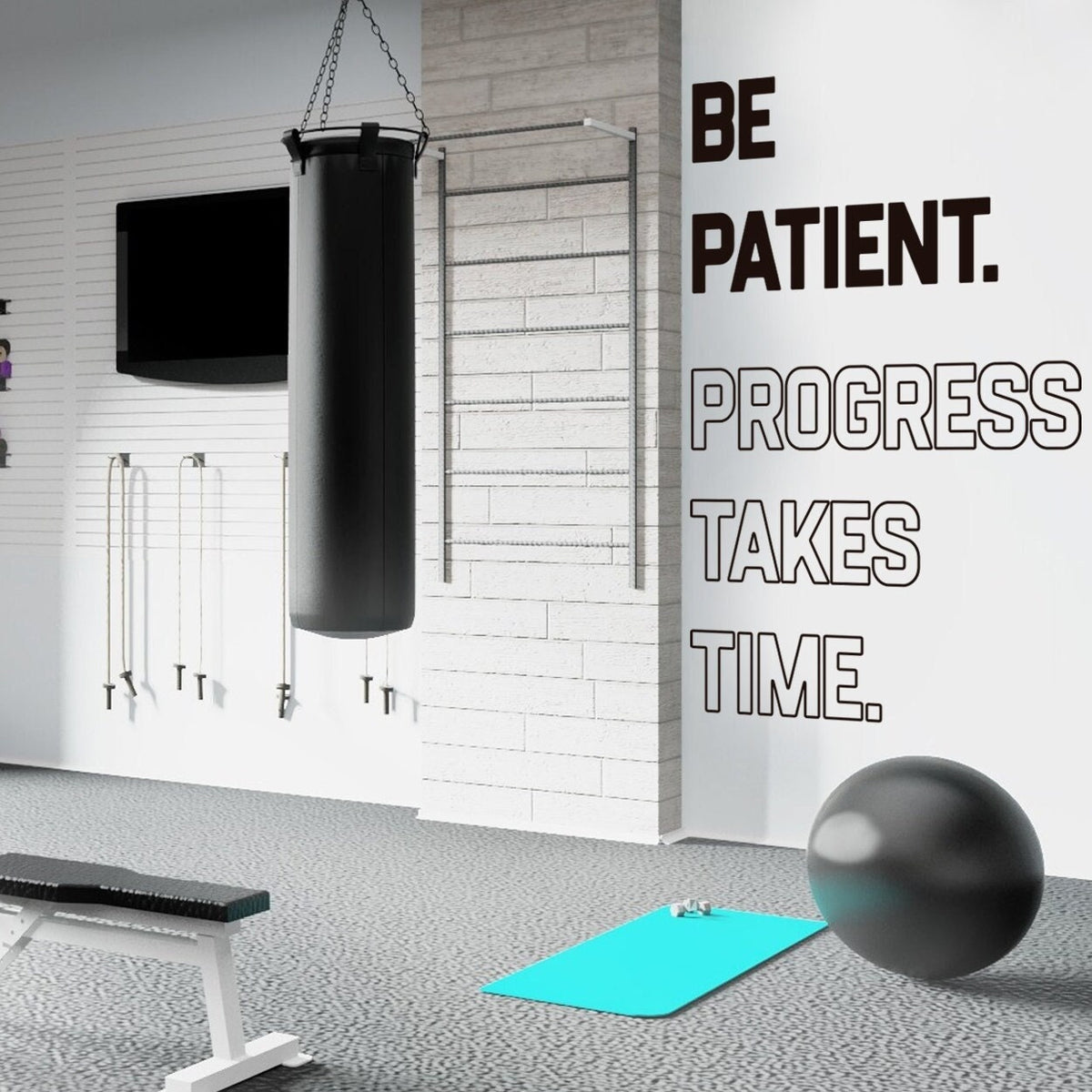 Be Patient. Progress Takes Time. Gym Wall Art Wall Sticker