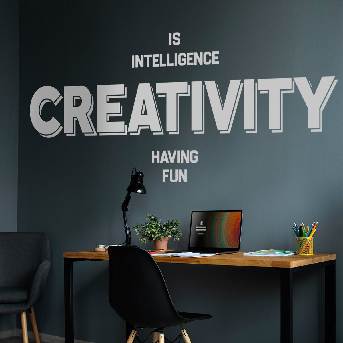 Creativity is Intelligence Having Fun Creative Office Wall Art Decal Sticker