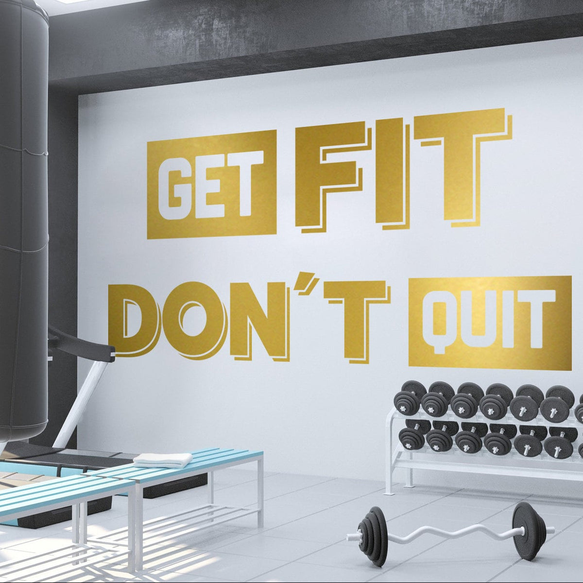 Get Fit Dont Quit, Gym Art Motivational Quote for Gym Wall Decor
