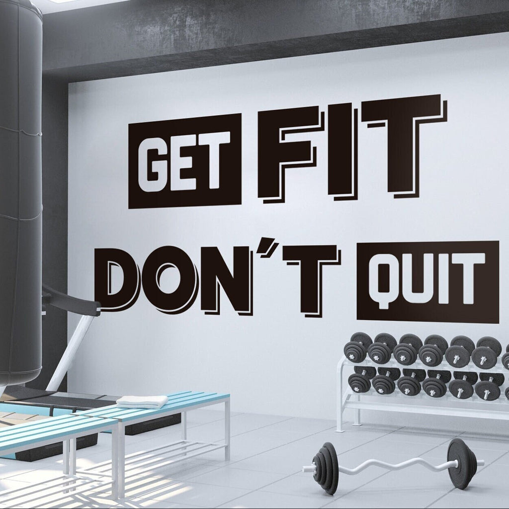 Get Fit Dont Quit, Gym Art Motivational Quote for Gym Wall Decor