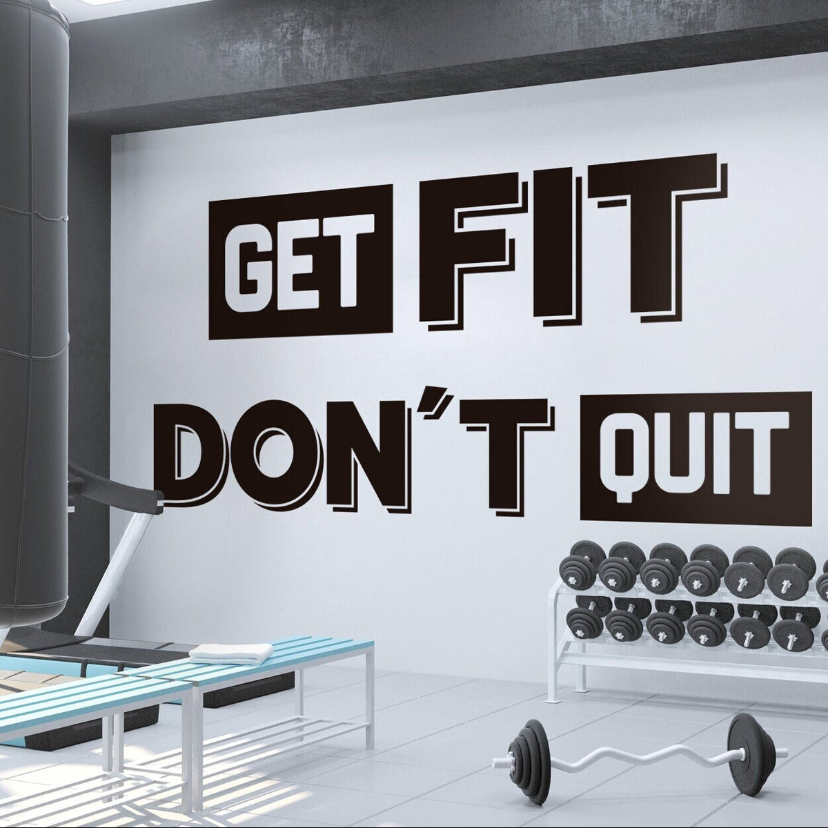 Get Fit Dont Quit, Gym Art Motivational Quote for Gym Wall Decor