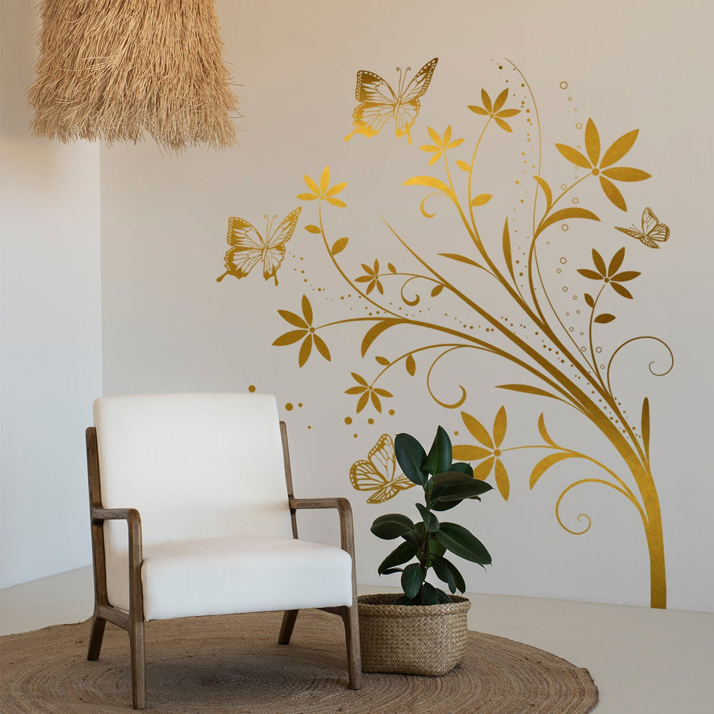 Flowers and Butterflies Wall Decal