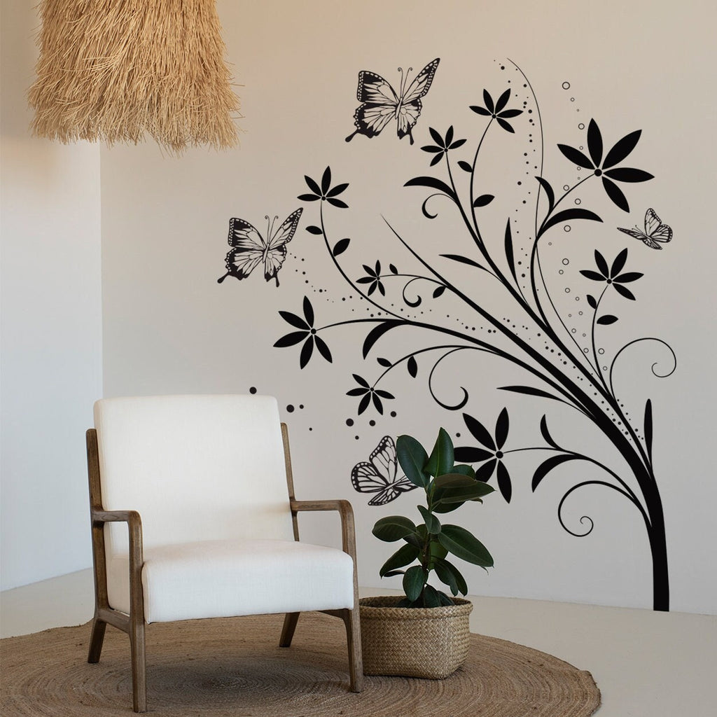 Flowers and Butterflies Wall Decal