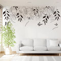 Floral Butterfly Wall Decal: Minimalist Nature Vinyl Sticker