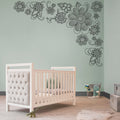 Floral Corner Wall Decals: Nursery Flowers, Large Wall Mural