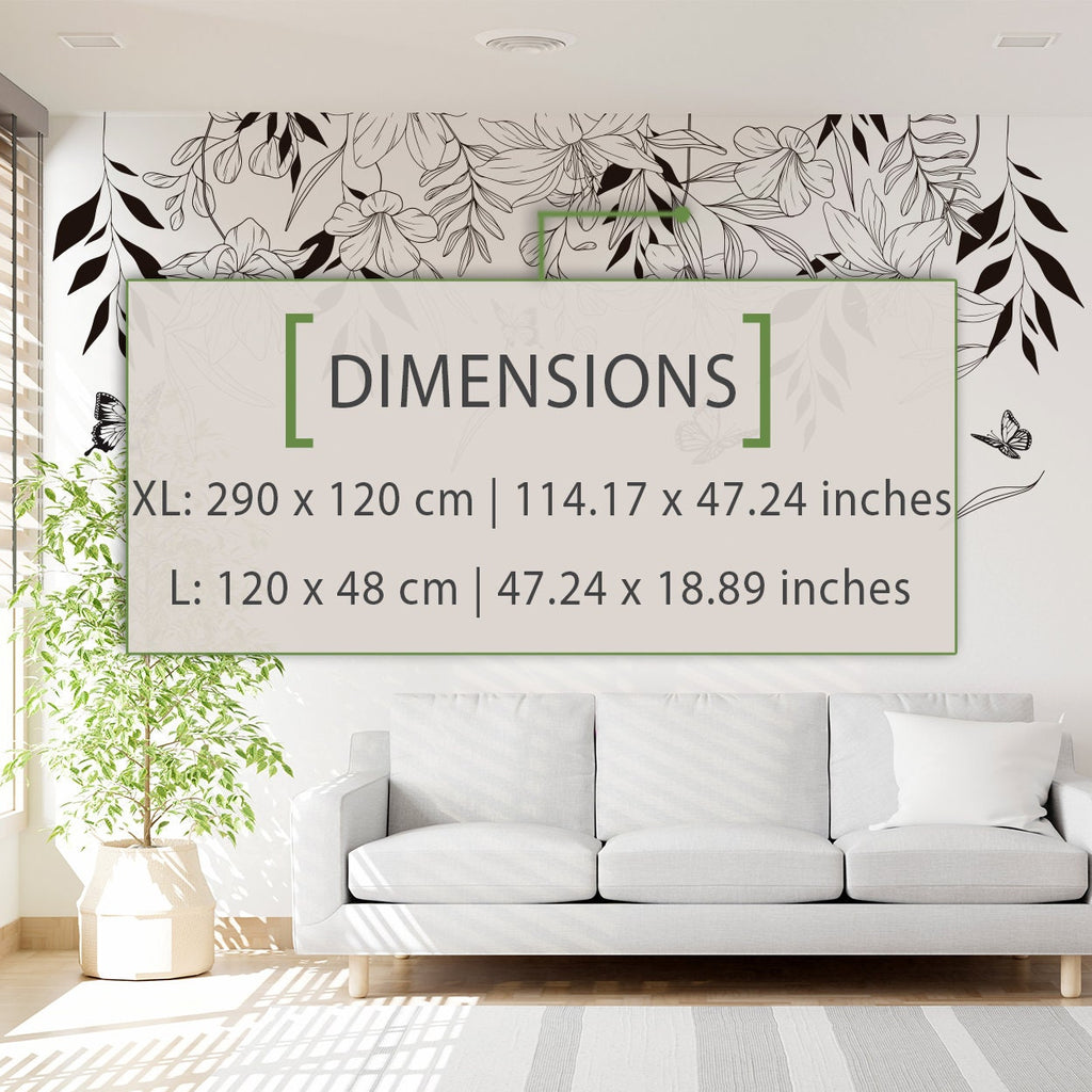 Floral Butterfly Wall Decal: Minimalist Nature Vinyl Sticker