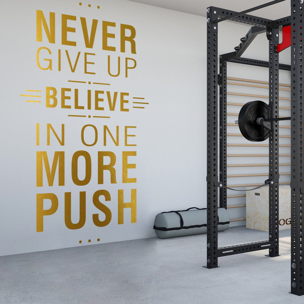 Never Give Up Vinyl Wall Decal: Motivational Gym Decor