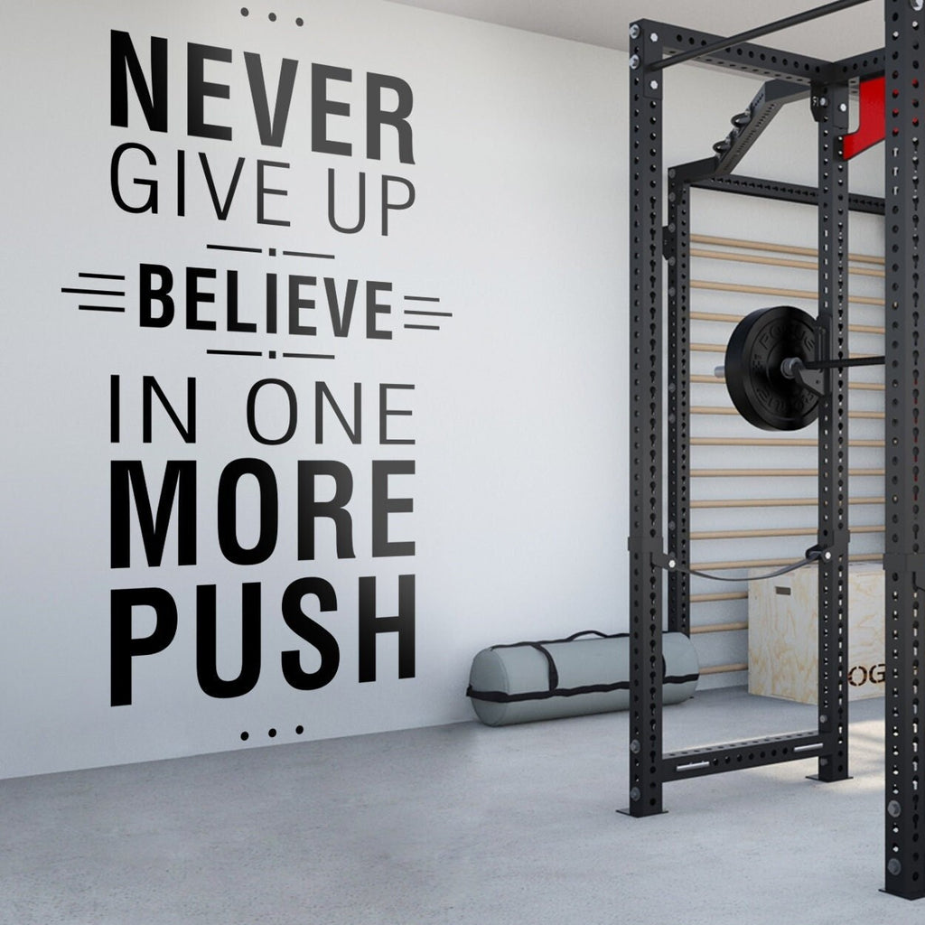 Never Give Up Vinyl Wall Decal: Motivational Gym Decor