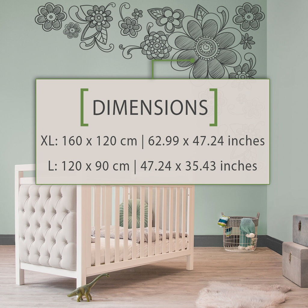Floral Corner Wall Decals: Nursery Flowers, Large Wall Mural
