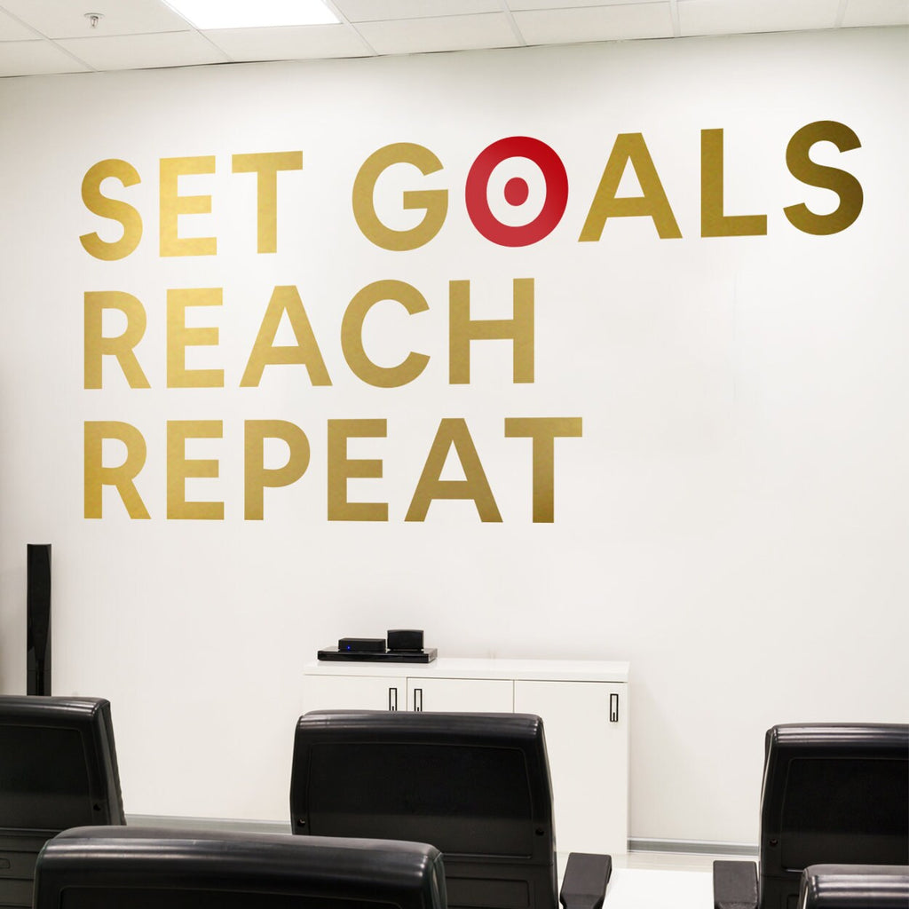 Set Goals Reach Repeat Office Wall Decal: Motivational Art