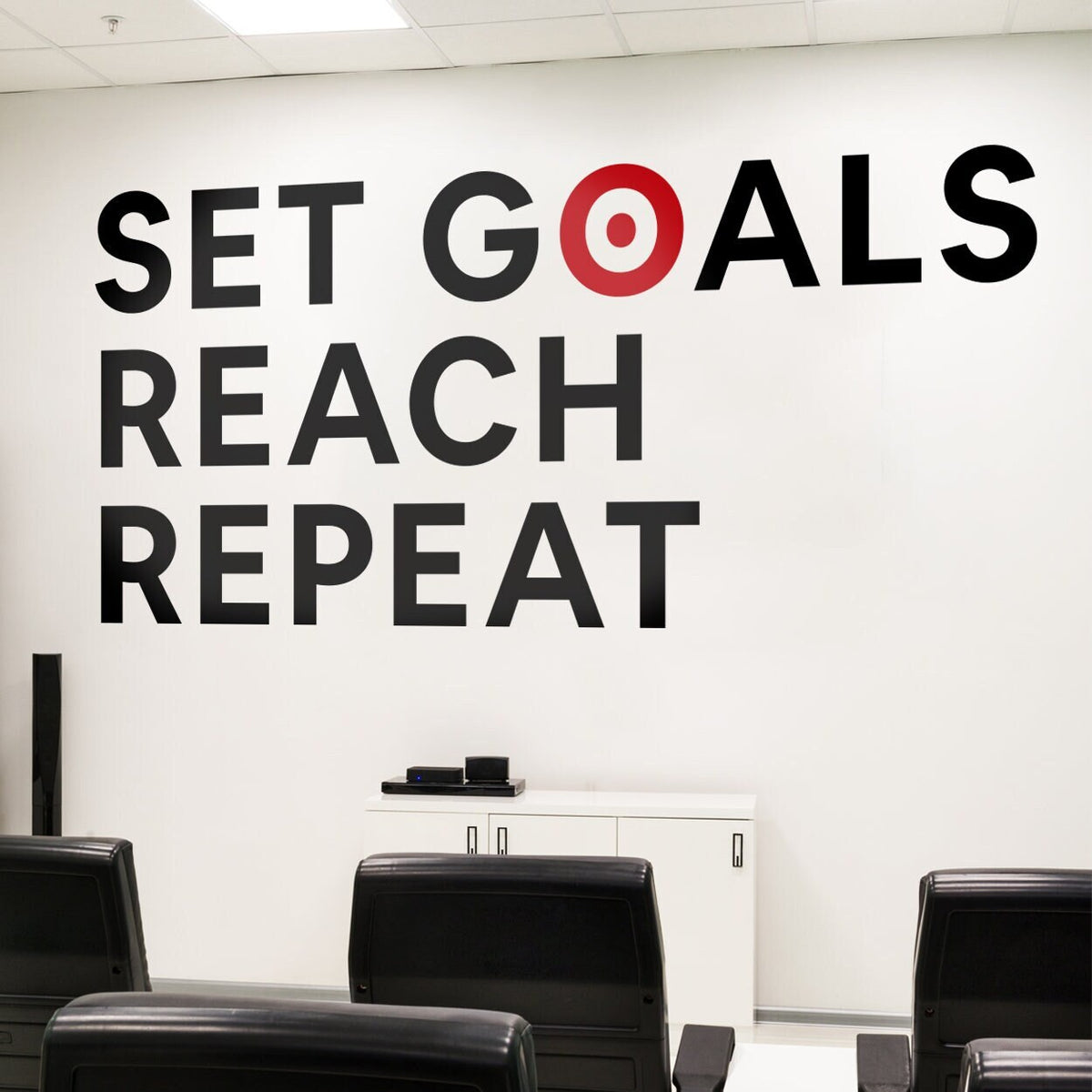 Set Goals Reach Repeat Office Wall Decal: Motivational Art